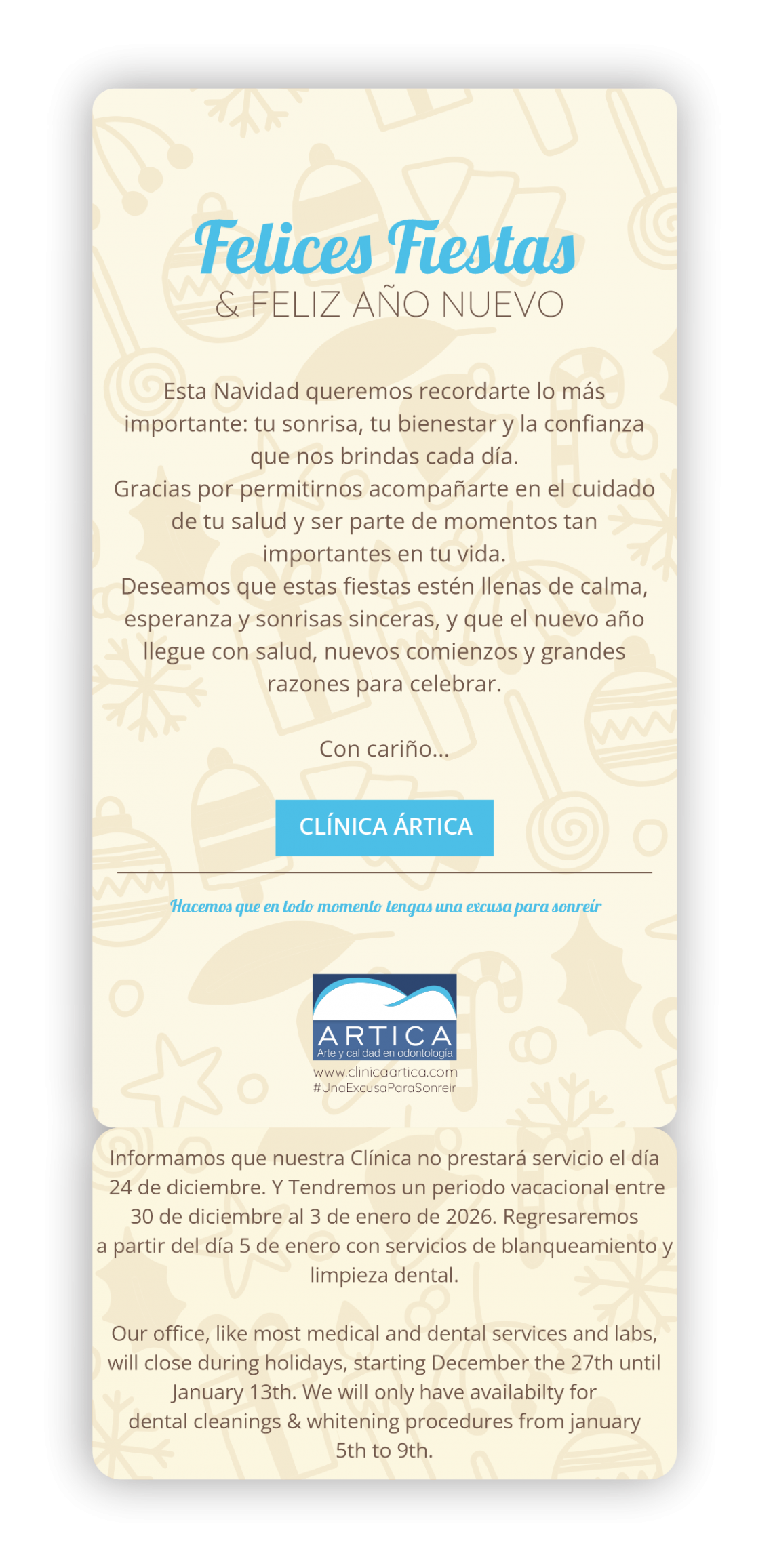 Clinica Artica navidad 2025